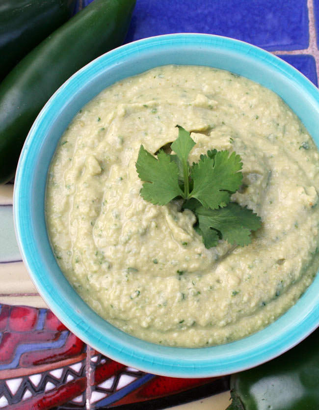 Jalapeño Cilantro Hummus birds eye view.