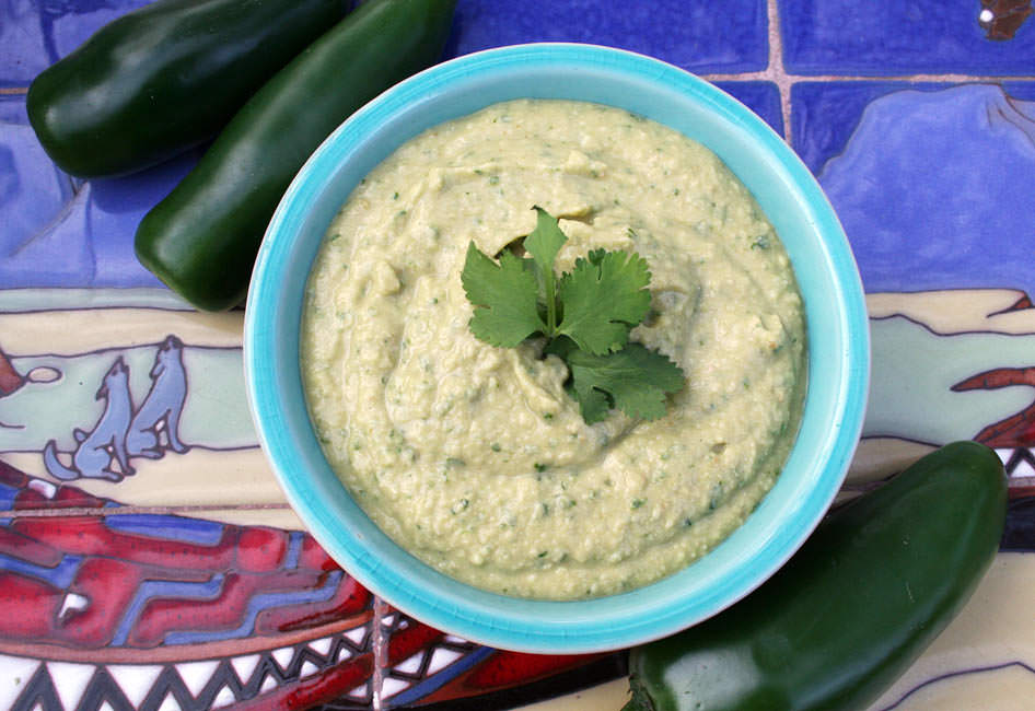 Jalapeño Cilantro Hummus birds eye view.