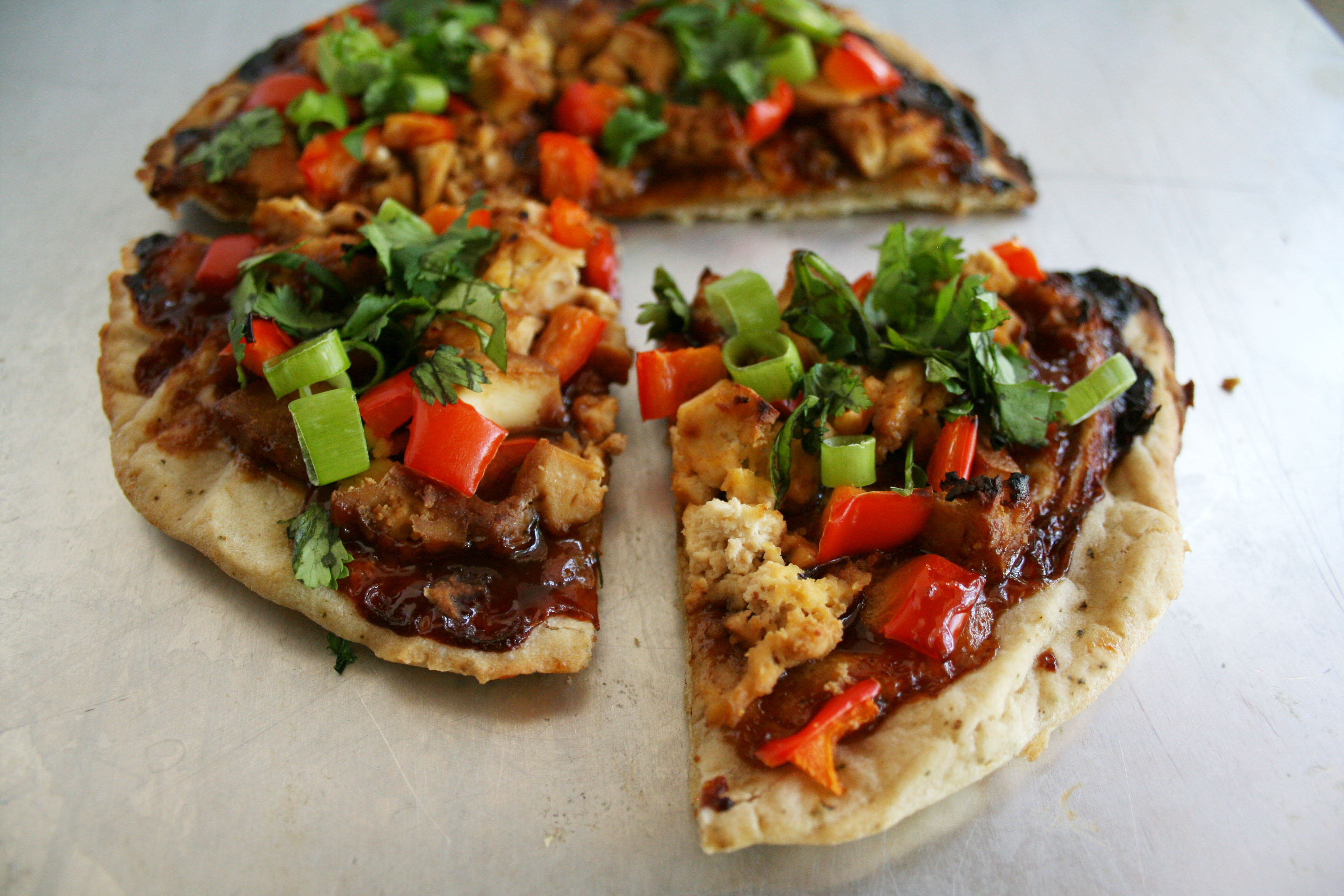 Chinese Pizza on baking sheet.