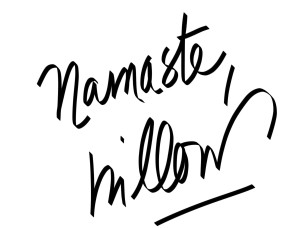 "Namaste, Willow" handwritten against a white background.
