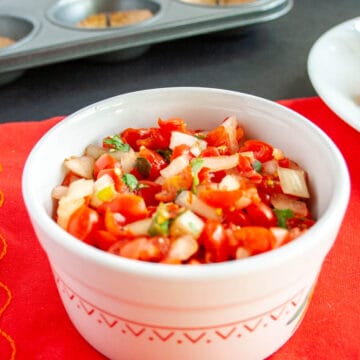 Pico de Gallo in a ramekin.