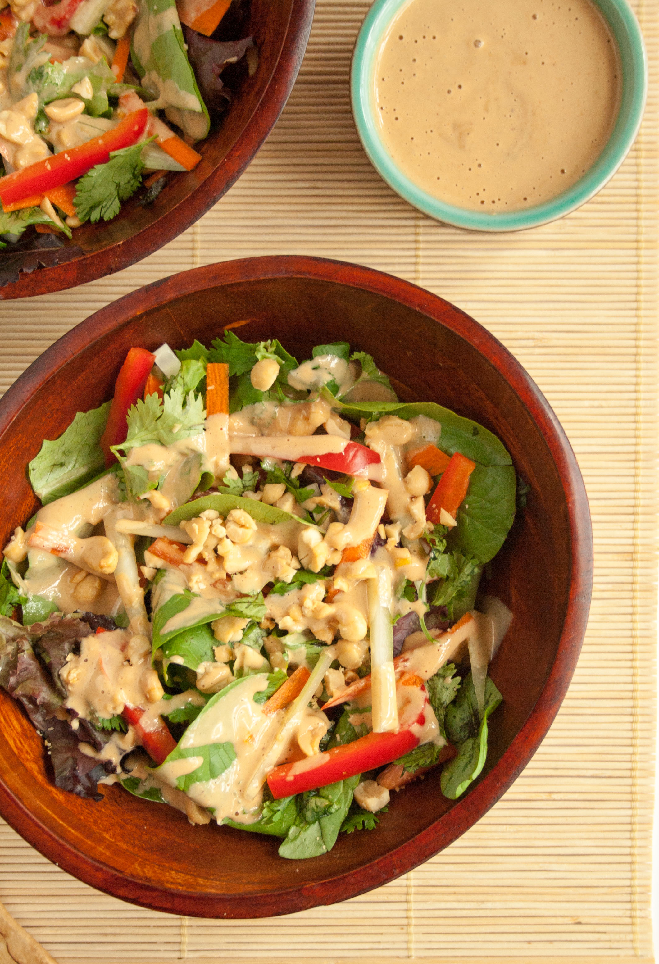 Thai Salad With Peanut Dressing Birds Eye View 