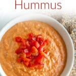 Roasted Red Pepper Hummus photo with text.
