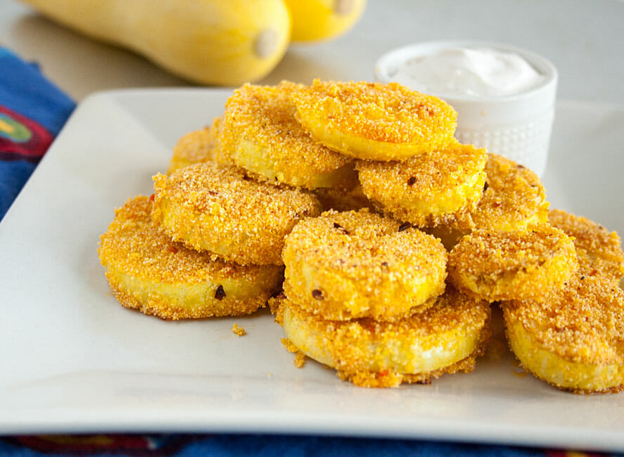 Cornmeal Fried Squash on a plate.