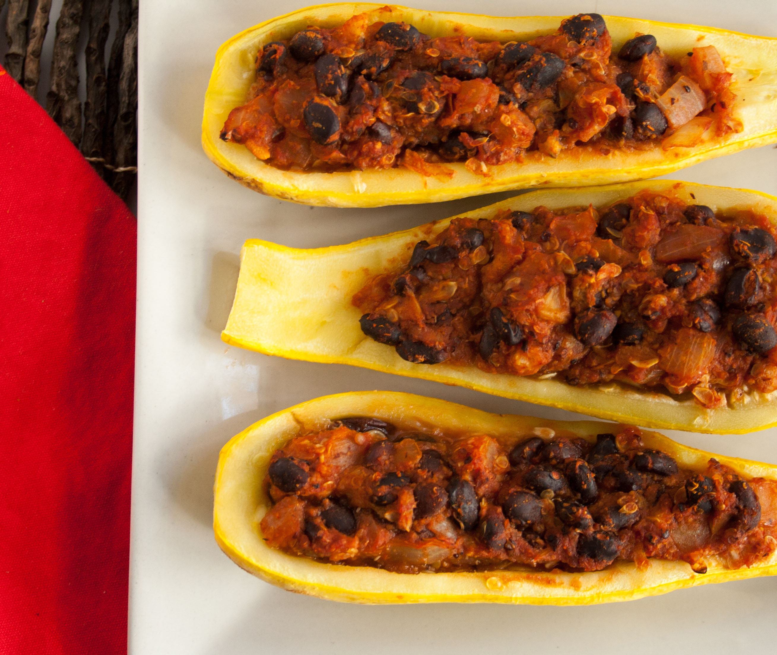 Stuffed Summer Squash Boats close up