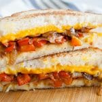 Vegan Grilled Cheese with Caramelized Onions and Red Pepper