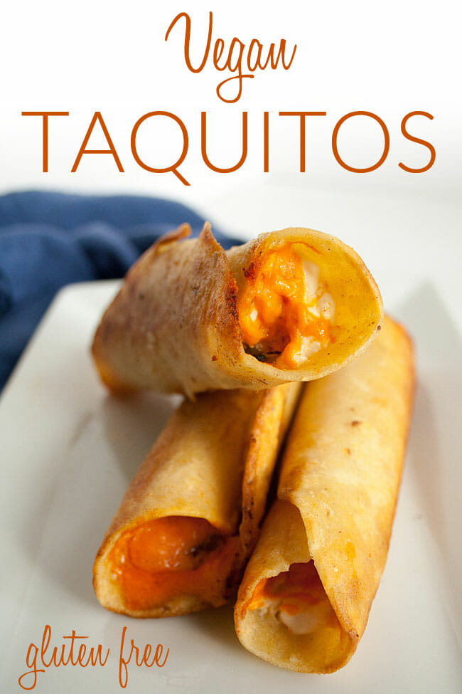 Vegan Taquitos with Green Chiles photo with text.