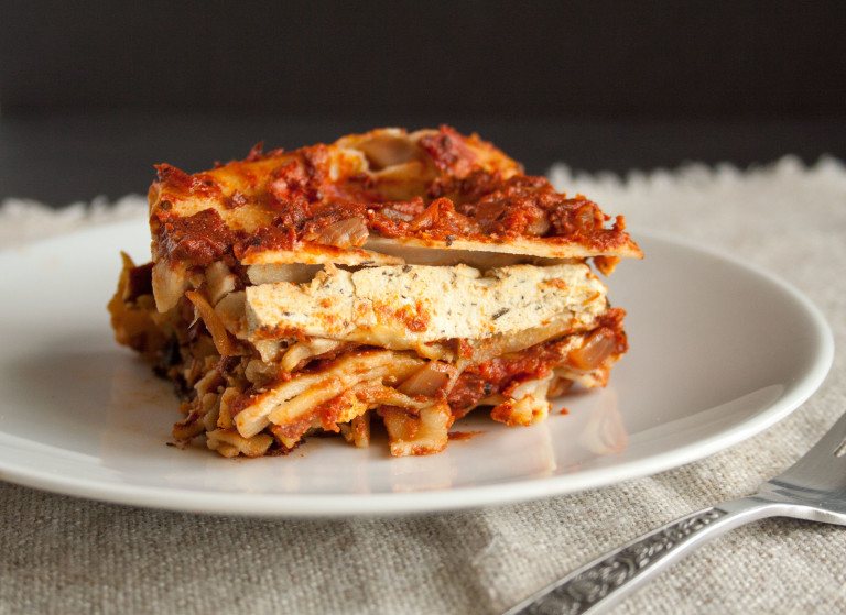 vegan lasagna with spinach tofu ricotta