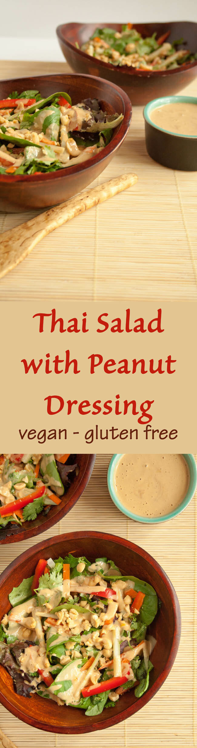 Thai Salad with Peanut Dressing collage photo with text.