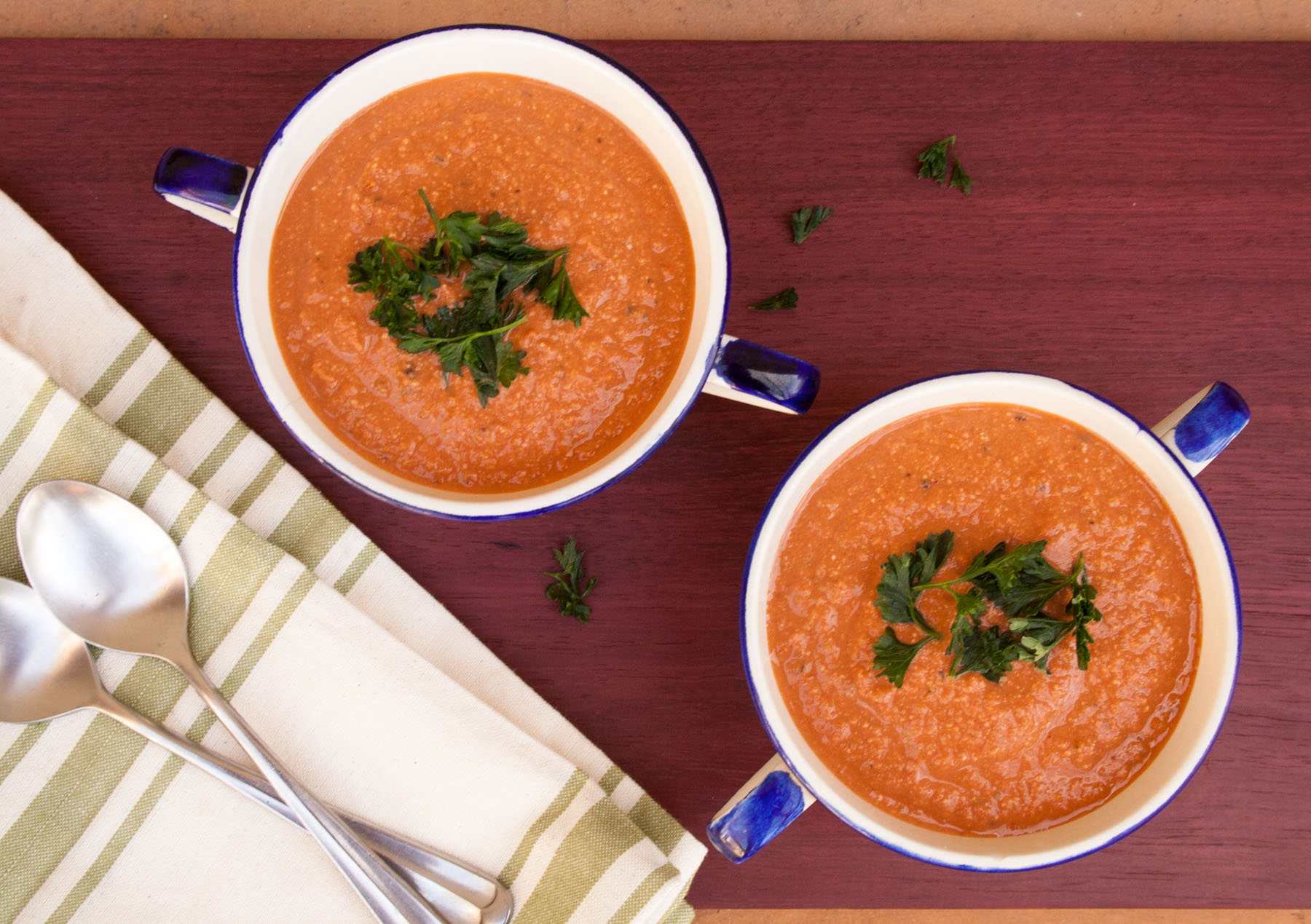 Creamy Tomato Soup in two bowls.