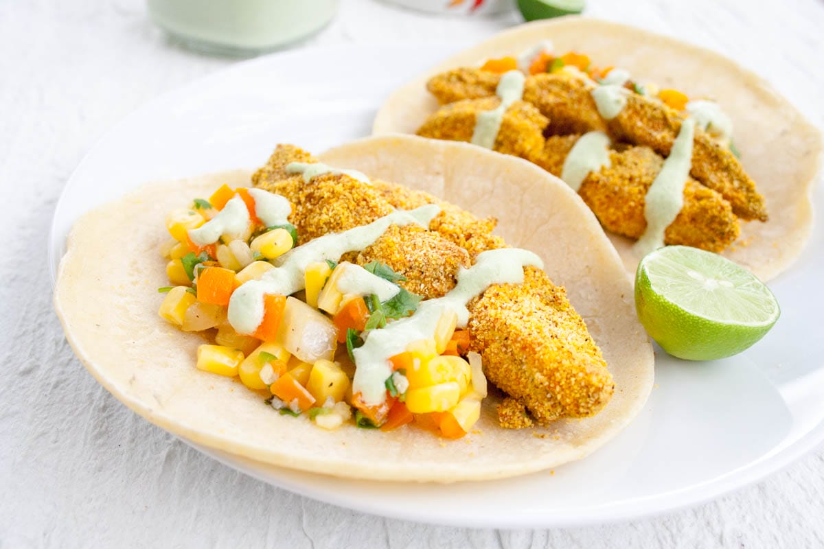 Cornmeal Baked Avocado Tacos on a plate.