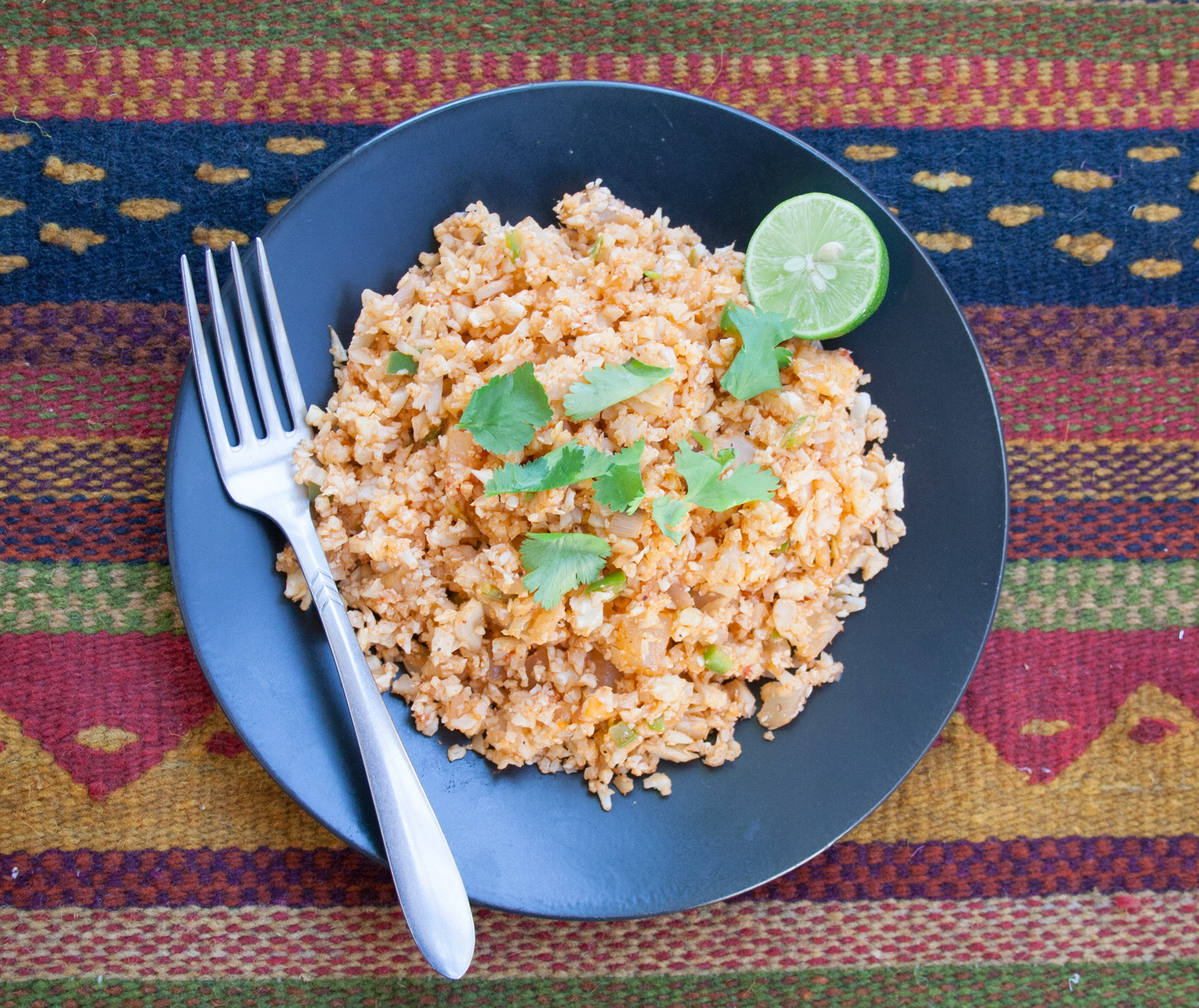 Mexican Cauliflower Rice birds eye view.