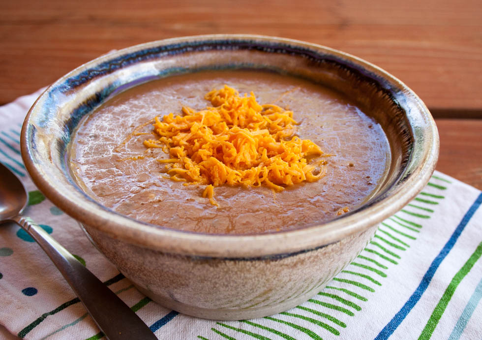 Vegan Pinto Bean Soup close up.