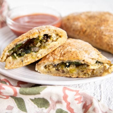 Vegan Calzones on a plate.