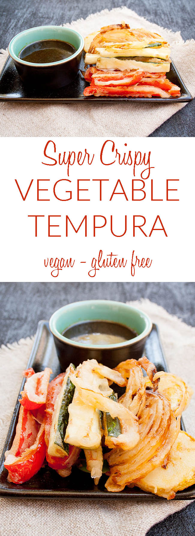 Gluten Free Vegan Tempura collage photo with text.
