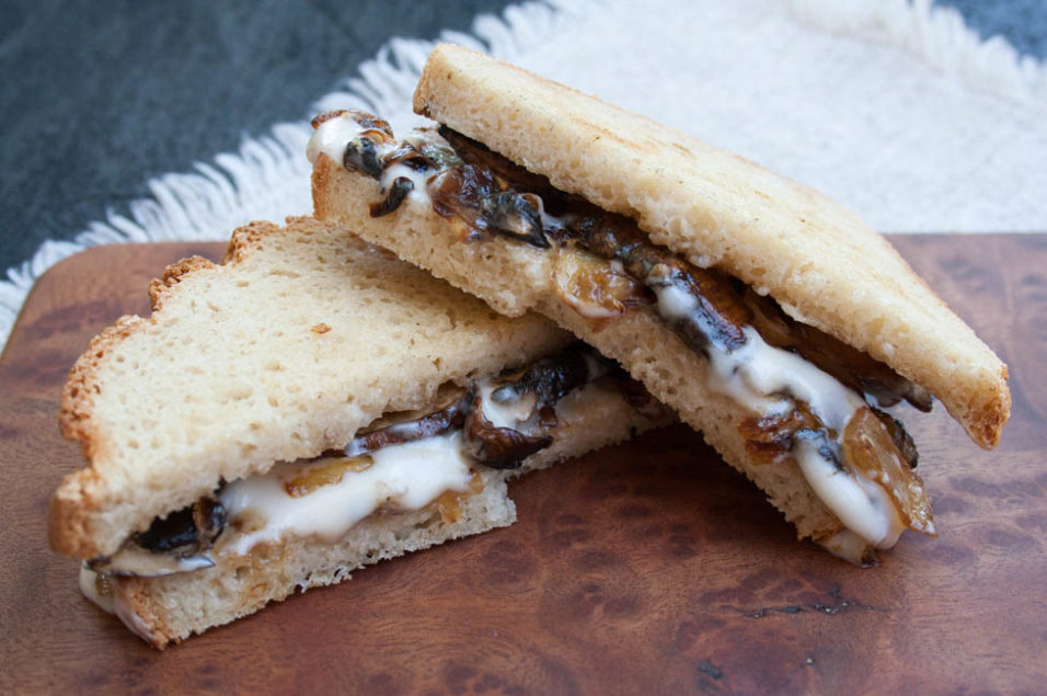 Vegan Caramelized Onion and Mushroom Grilled Cheese - Create Mindfully