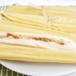 Vegan Green Corn Tamales (Tamales de Elote) on a plate.