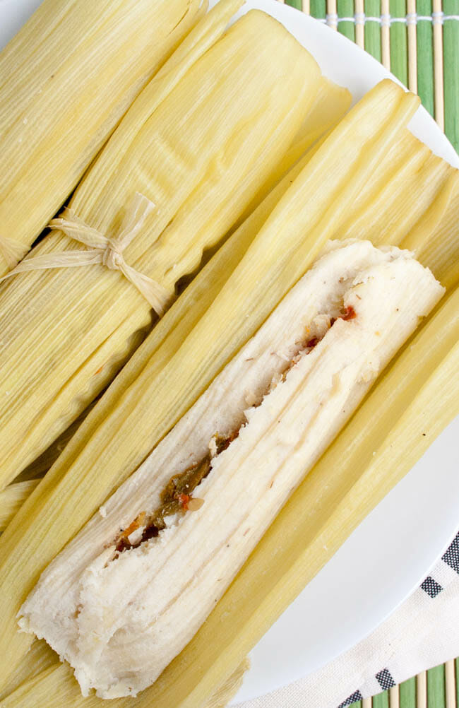 Green Corn Tamales (Tamales de Elote) close up.