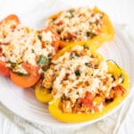 Tofu Stuffed Peppers on a plate.