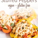 Tofu Stuffed Peppers photo with text.