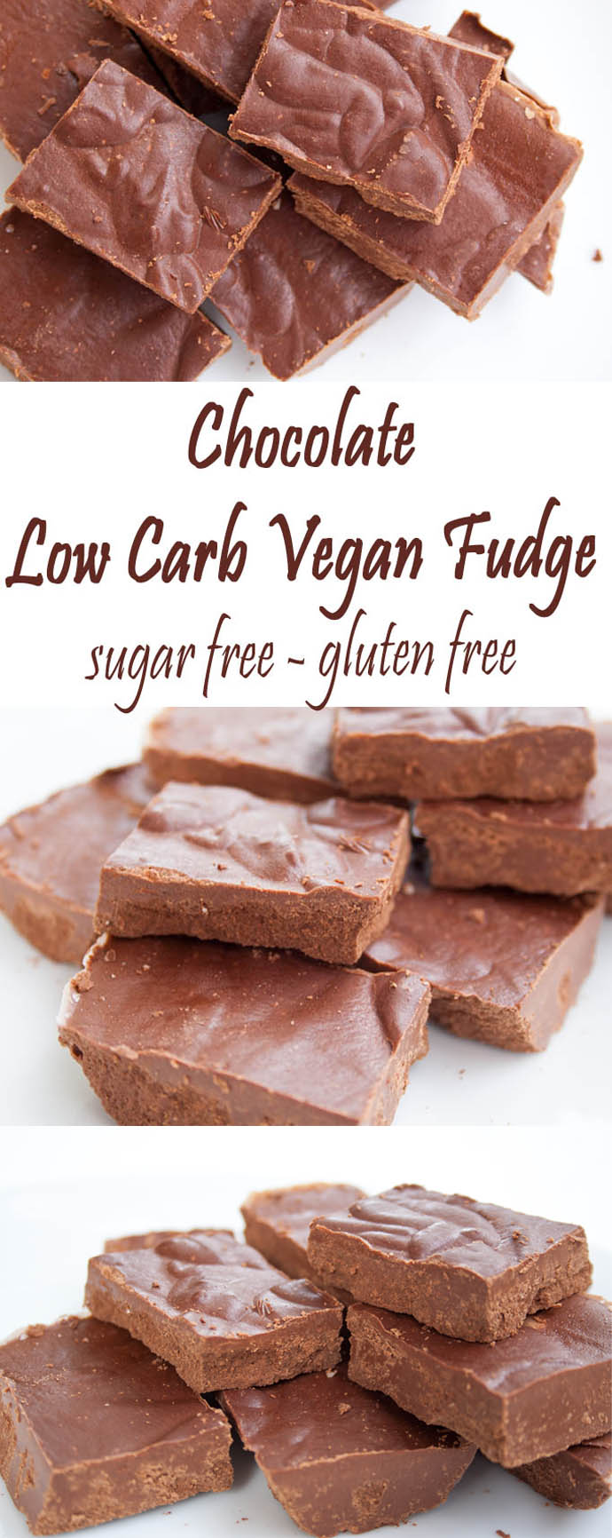 Chocolate Low Carb Vegan Fudge collage photo with text.