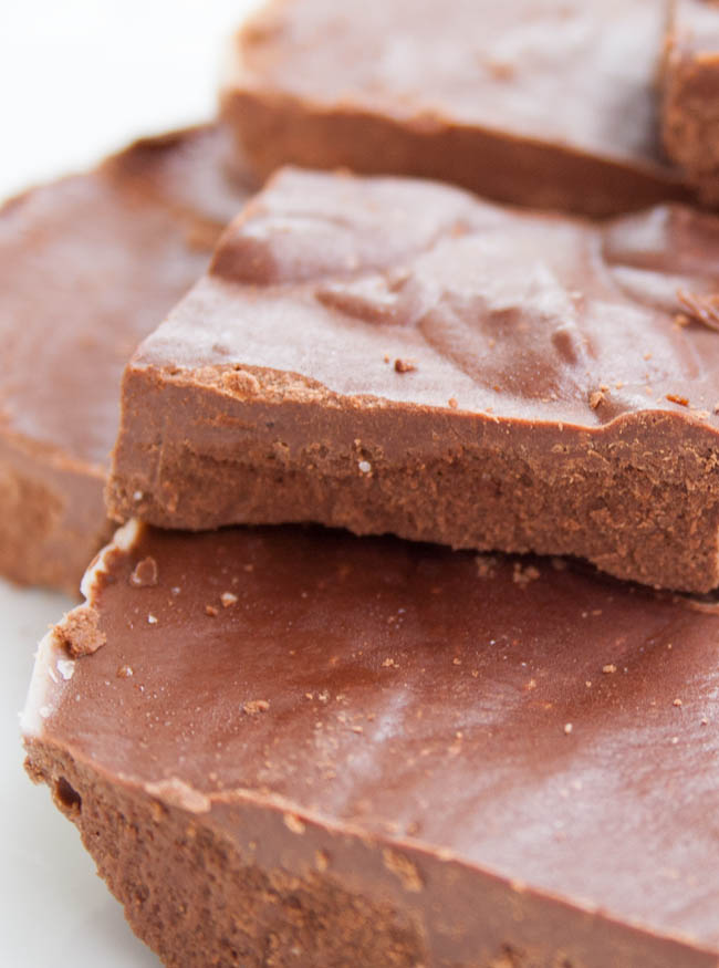 Chocolate Low Carb Fudge close up.