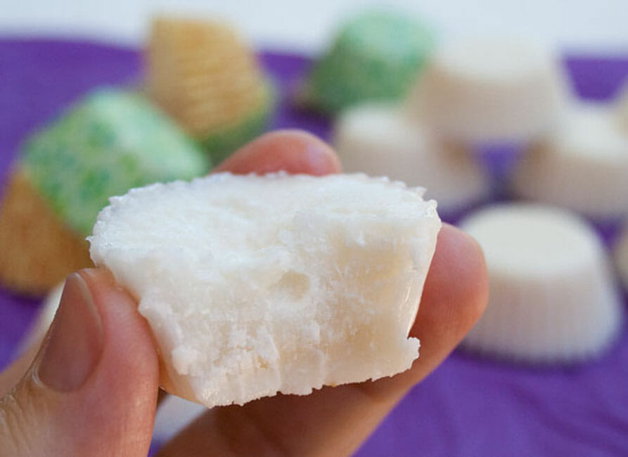 Coconut Fat Bomb close up in hand.