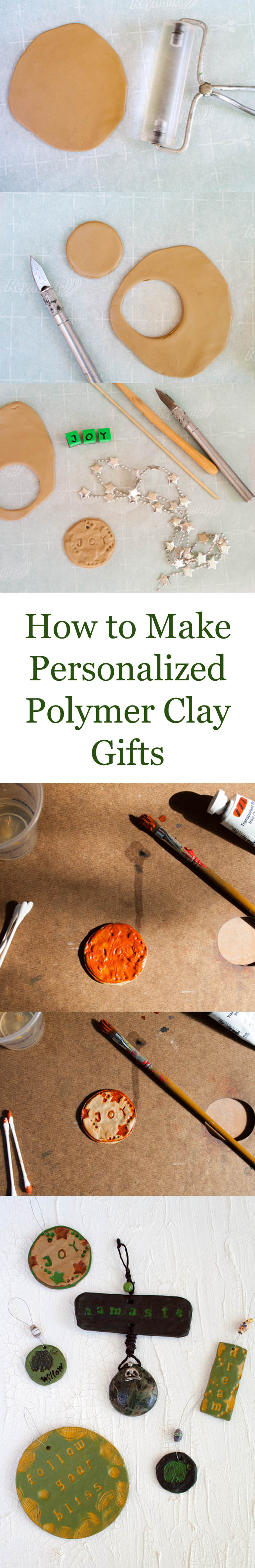 How to Make Personalized Polymer Clay Gifts collage photo with text.