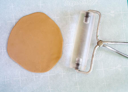 Polymer clay rolled out with brayer.