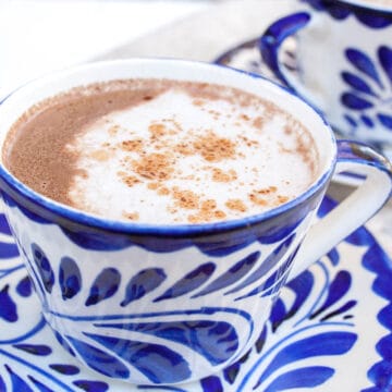 Vegan Mexican Hot Chocolate in two mugs.