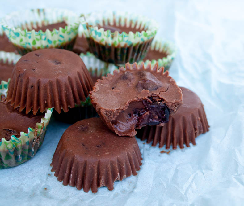 Chocolate Cherry Fat Bombs close up.