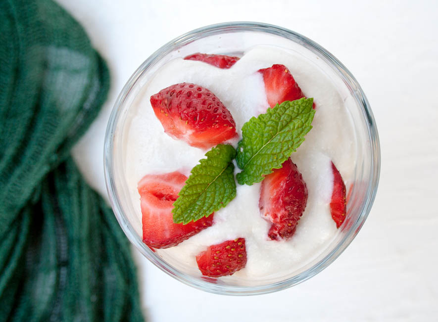 Strawberries and Coconut Cream birds eye view