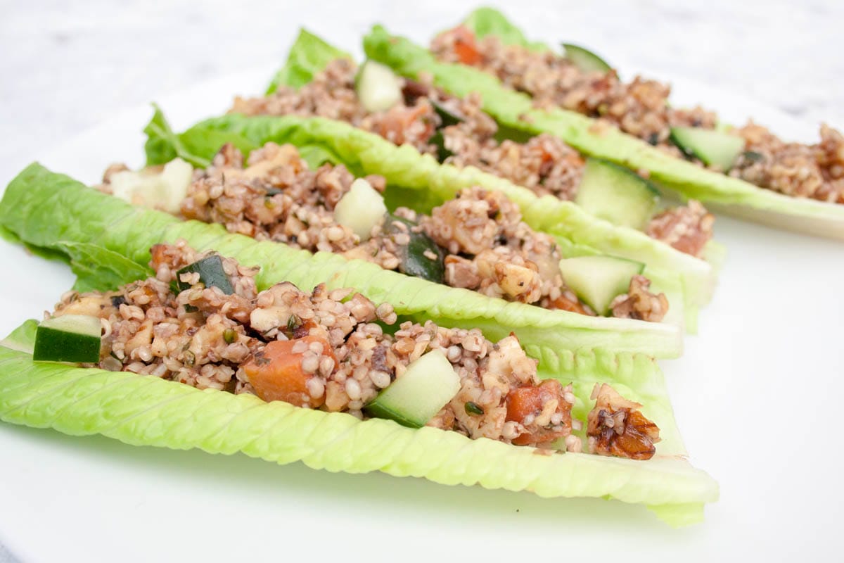 Vegan Asian Lettuce Wraps on a plate.