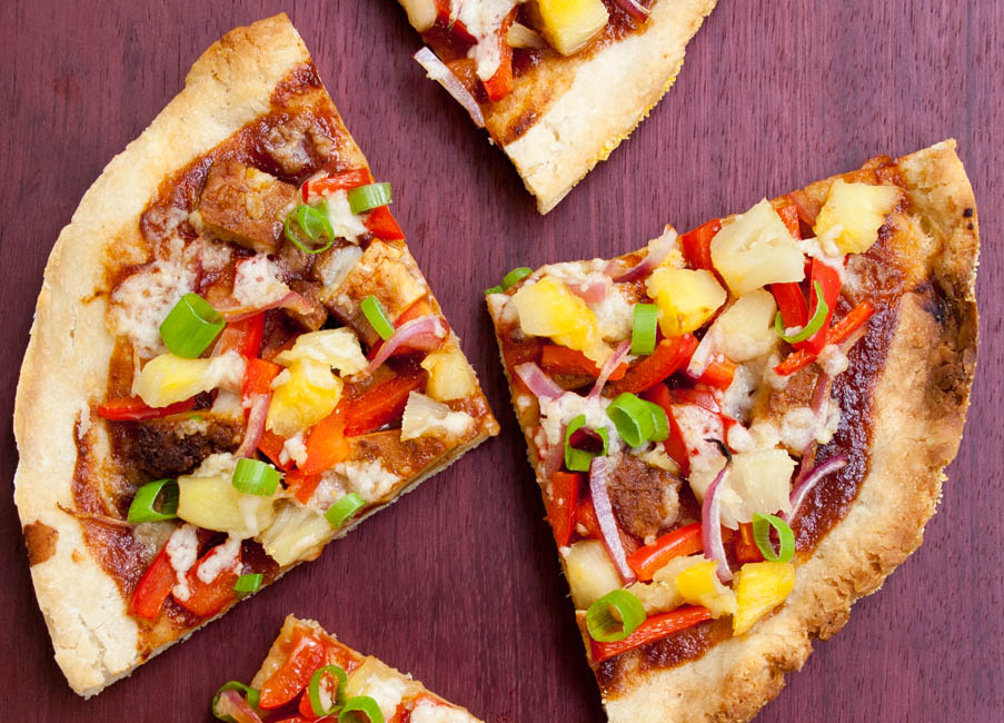 Vegan Hawaiian BBQ Pizza