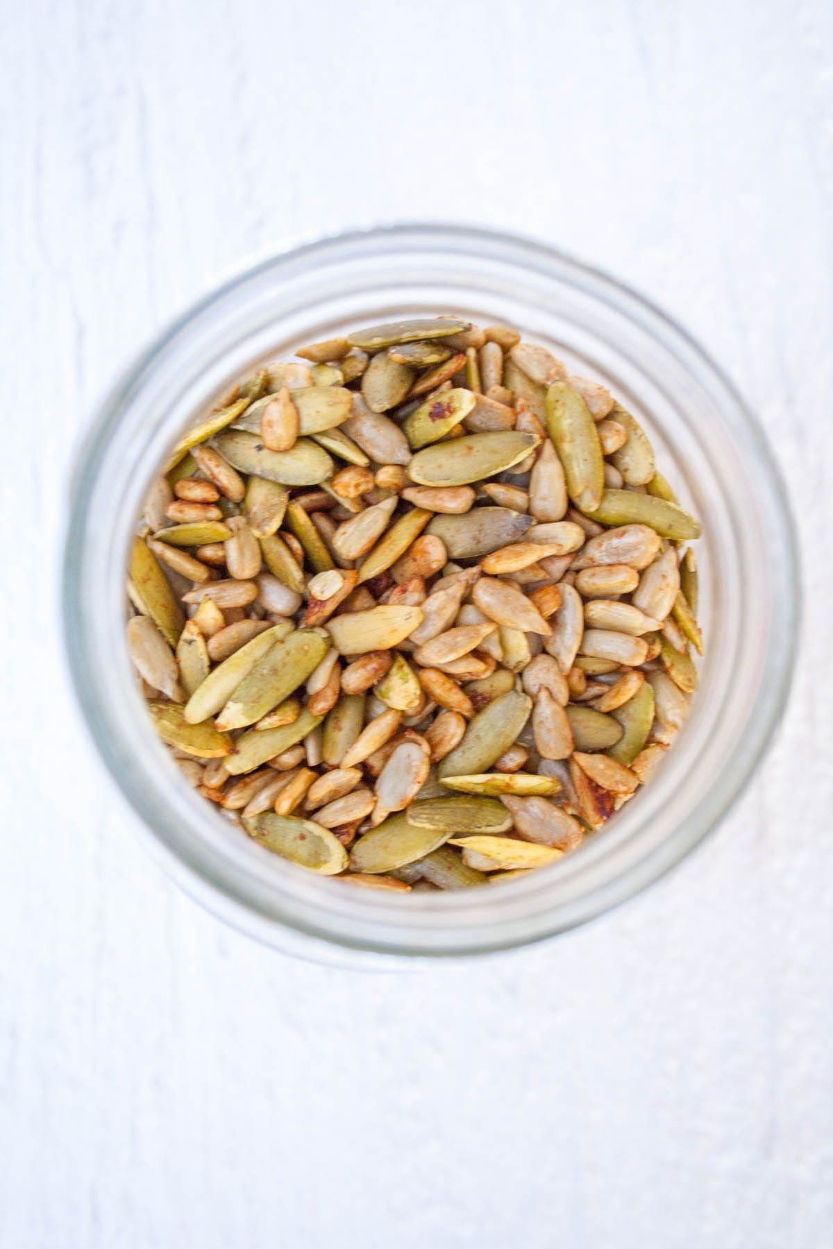Tamari Pumpkin and Sunflower Seeds in a jar.