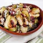 Roasted Brussels Sprouts and Apples with Tahini Dressing