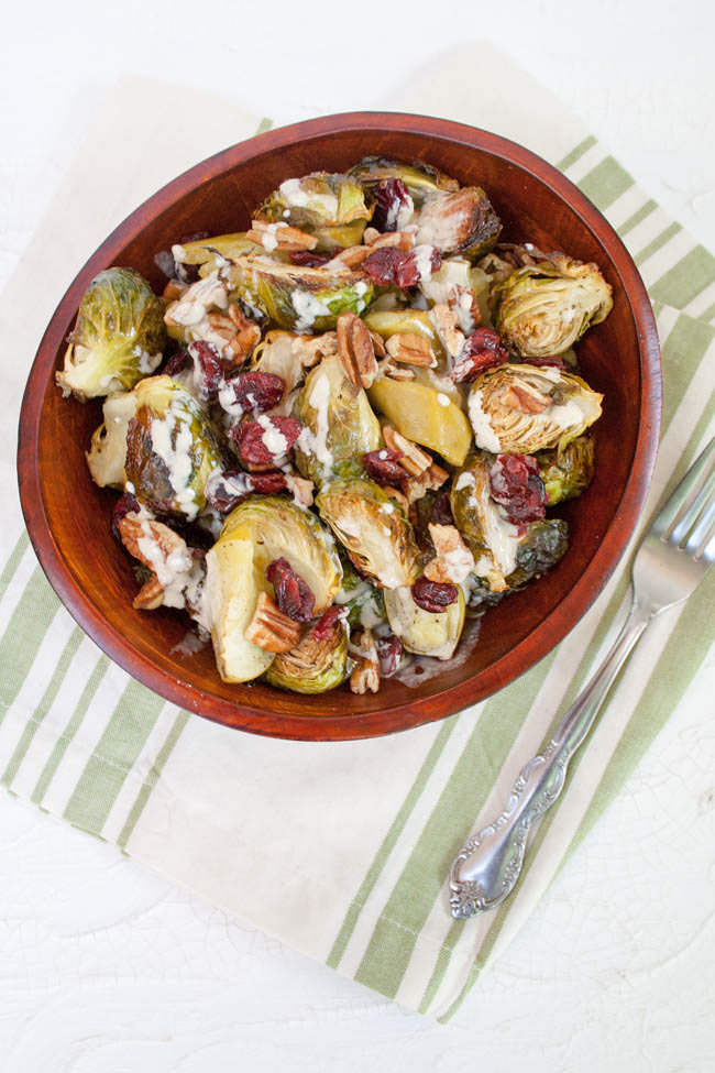 Roasted Brussels Sprouts and Apples bird's eye view.