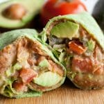 Vegan Refried Bean Burrito with Jalapeño Cilantro Hummus