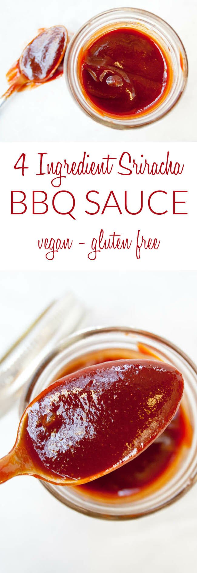 4 Ingredient Sriracha BBQ Sauce collage photo with text.