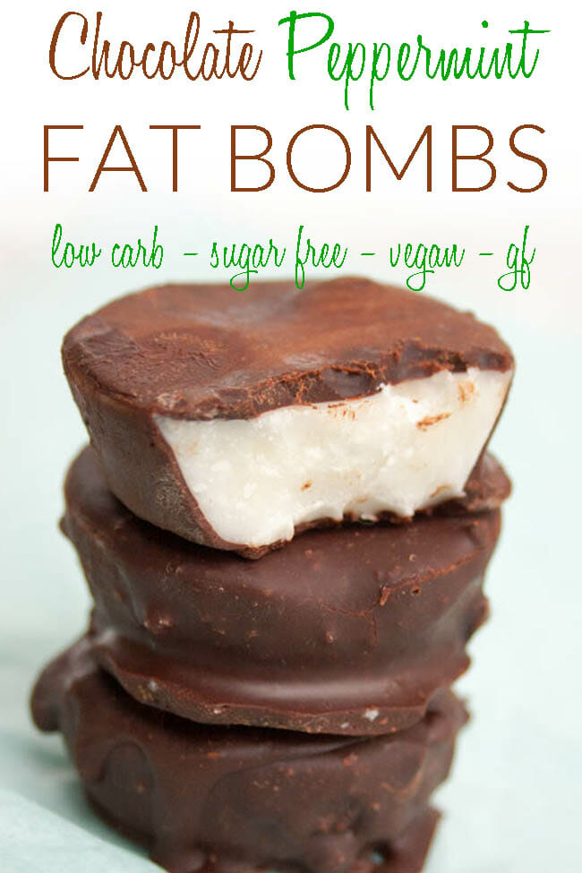 Chocolate Peppermint Fat Bombs photo with text.