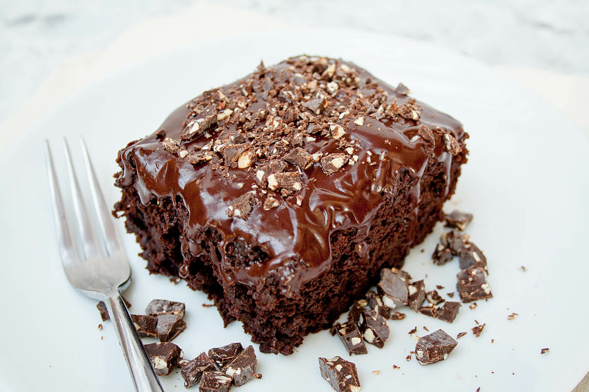 2 Ingredient Chocolate Cake with fork.