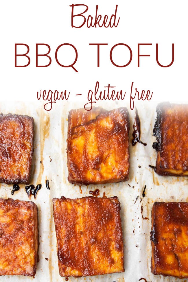 Baked BBQ Tofu photo with text.