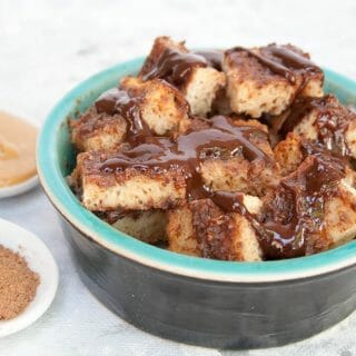 Chocolate Peanut Butter Microwave Bread Pudding