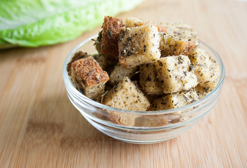 Gluten Free Croutons in bowl.