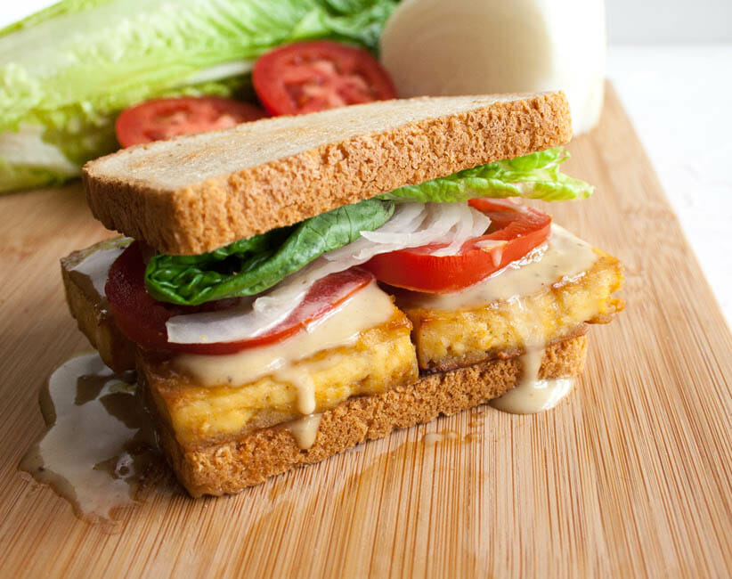 Maple Dijon Baked Tofu Sandwich