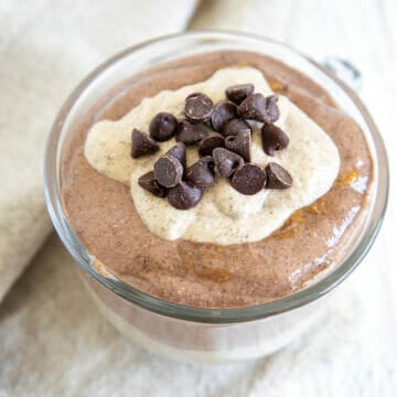Chocolate Peanut Butter Chia pudding in a bowl.