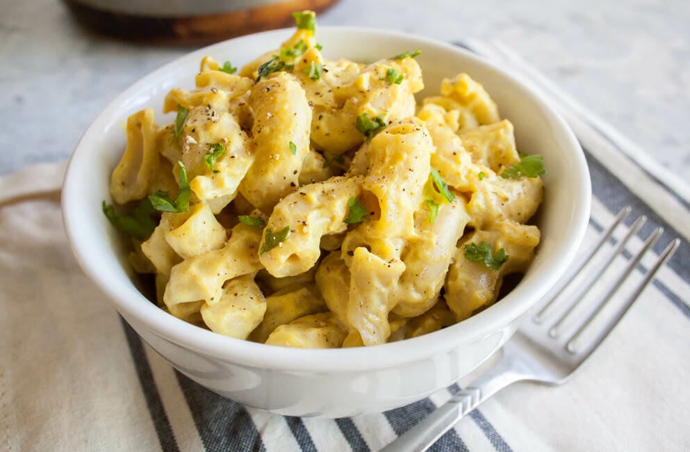 Tofu Mac and Cheese in a bowl.