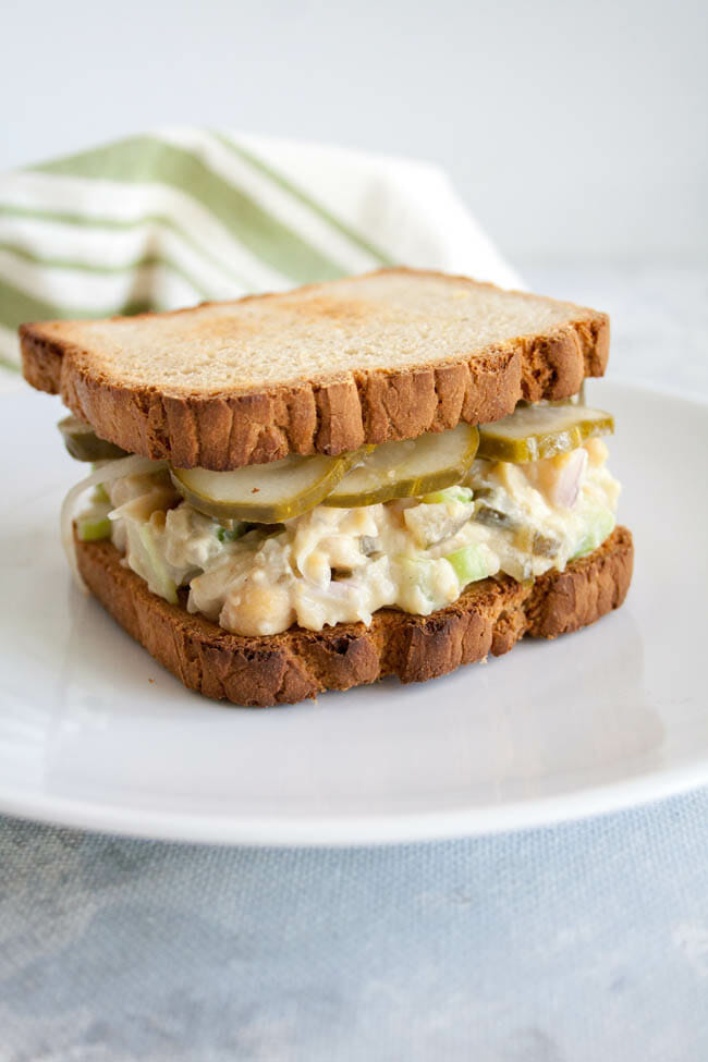 Chickpea Salad Sandwich on a plate.