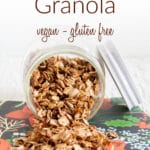 Gingerbread Granola photo with text.