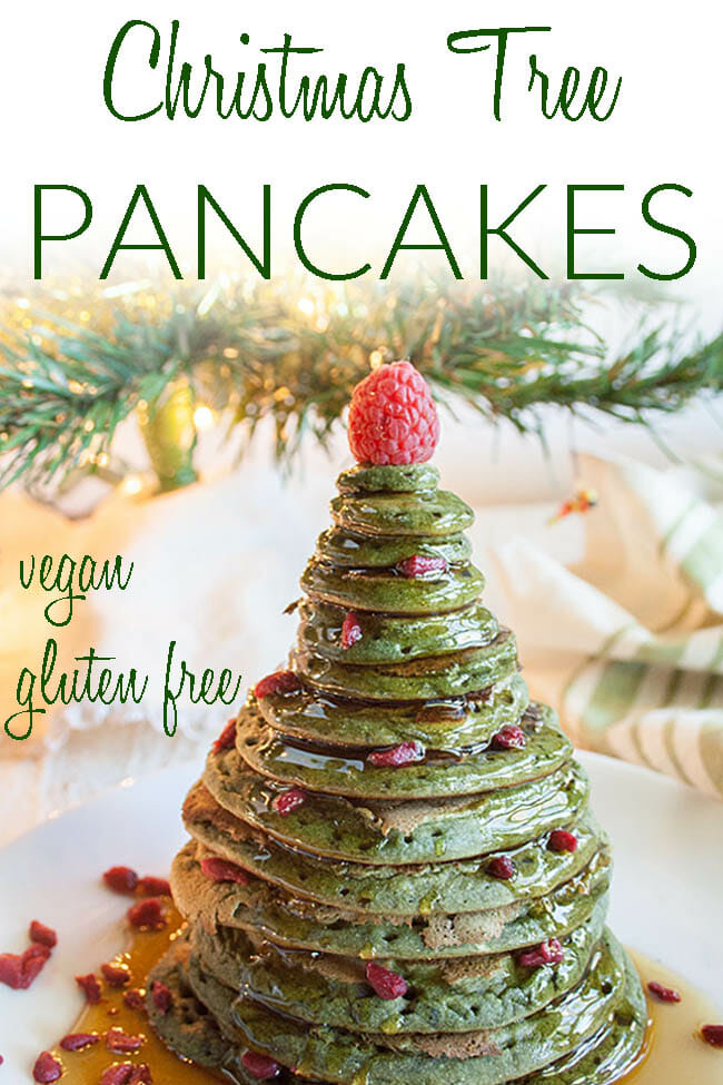 Christmas Tree Pancakes photo with text.